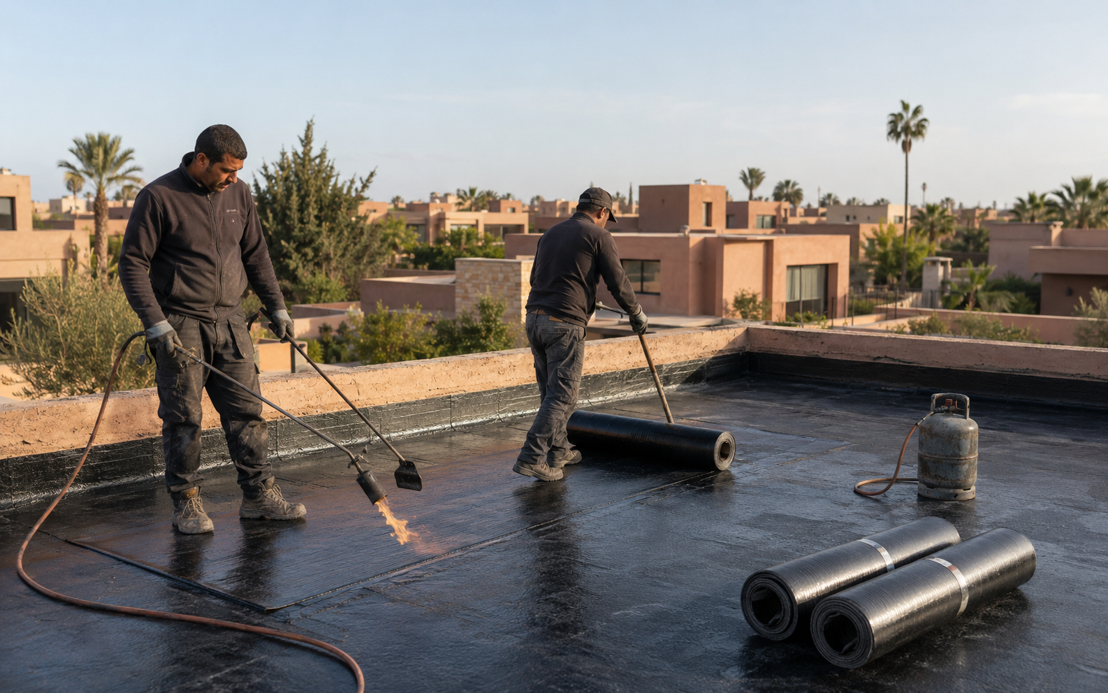Travaux d’étanchéité sur une toiture à Marrakech