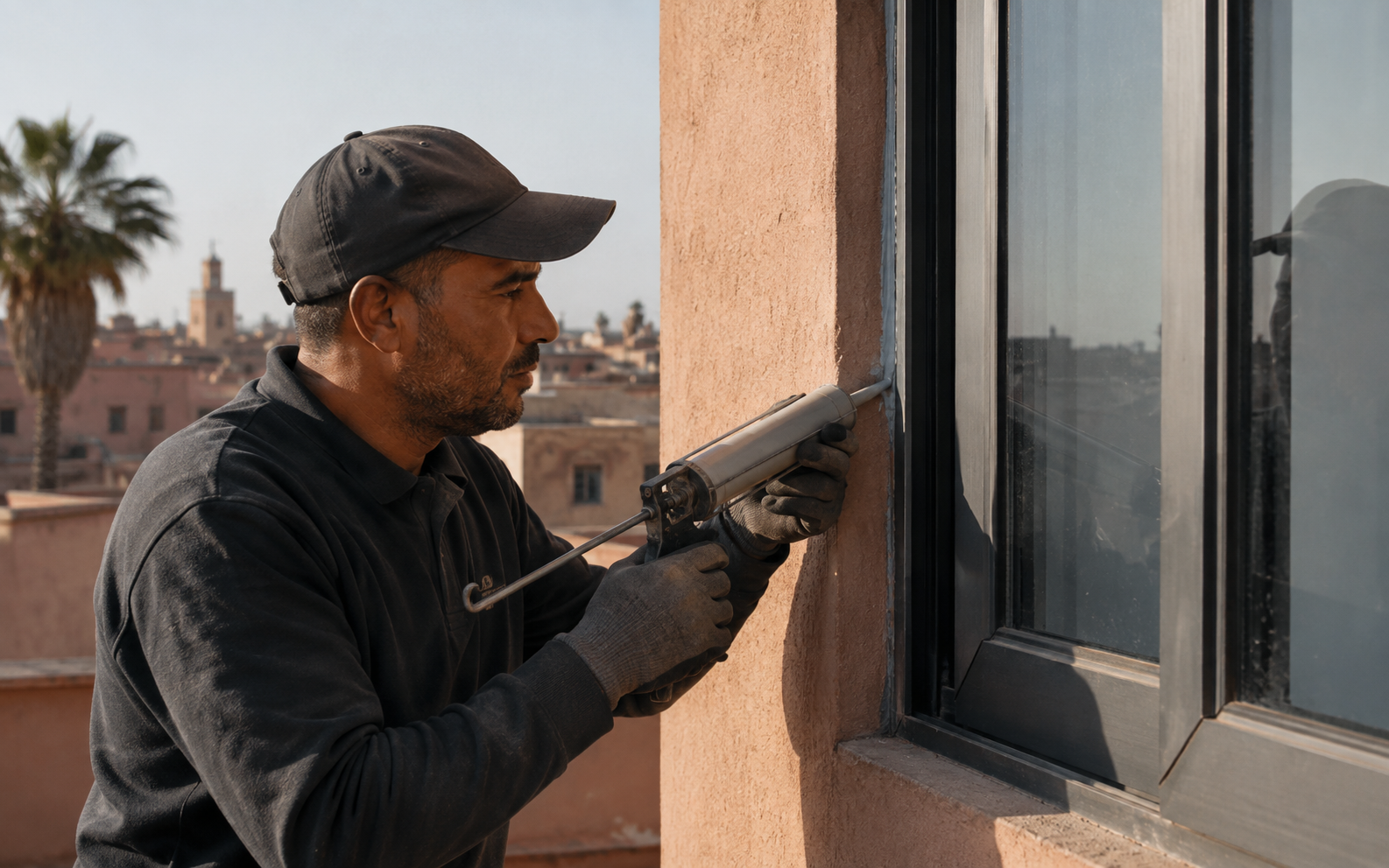 Réparation d’une infiltration autour d’une fenêtre à Marrakech