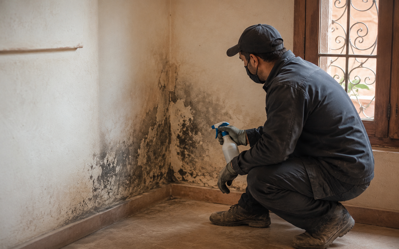 Traitement de moisissures dans une maison à Marrakech